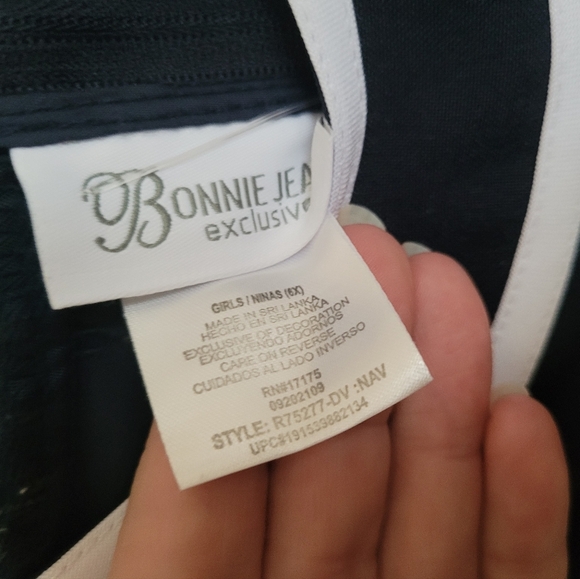 Bonnie Jean Exclusive Blue White Striped Sleeveless Bow Dress Size 6X Girls - Picture 3 of 6